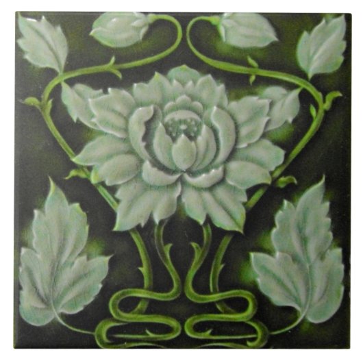 Keramik Tile - Art Nouveau Artichoke Fliese (Vorderseite)