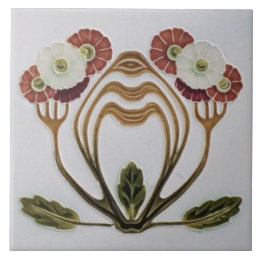 Keramik Tile - Art Nouveau Floral Fliese (Vorderseite)