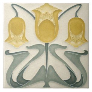 Keramik Tile - Art Nouveau Floral Gelbe Belagerung Fliese