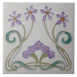 Keramik Tile - Art Nouveau Lilac Blume Fliese