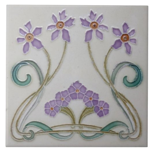 Keramik Tile - Art Nouveau Lilac Blume Fliese (Vorderseite)