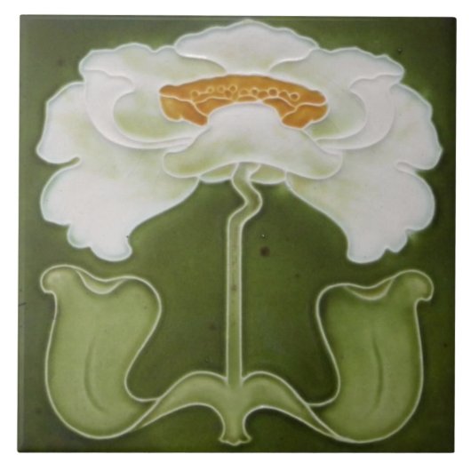 Keramik Tile - Art Nouveau White Peñon Fliese (Vorderseite)