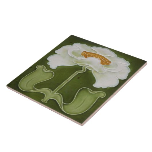 Keramik Tile - Art Nouveau White Peñon Fliese (Seite)