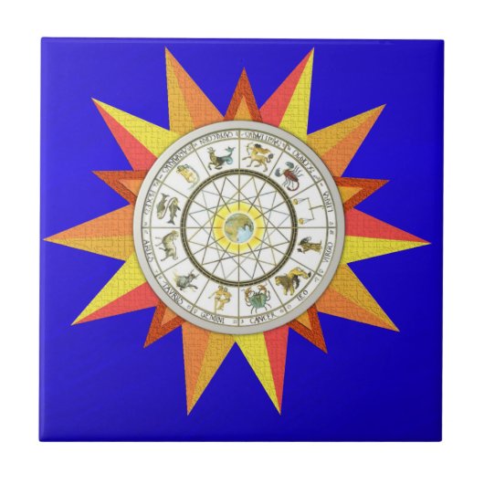 Keramik Tile Astrologie Zodiac Blue Fliese (Vorderseite)