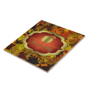Keramik Tile - Autumnal Happy Thanksgiving Fliese