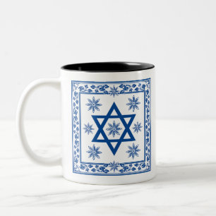 Keramik Tile, Azulejo, Portugiesisch und jüdisch Zweifarbige Tasse
