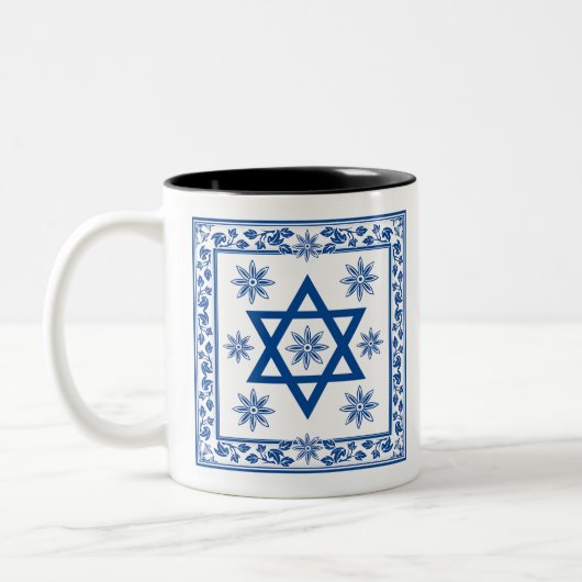 Keramik Tile, Azulejo, Portugiesisch und jüdisch Zweifarbige Tasse (Links)
