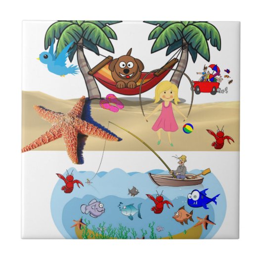 Keramik Tile Beach Crabs Sand Fliese (Vorderseite)