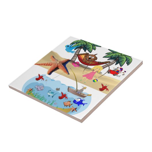 Keramik Tile Beach Crabs Sand Fliese (Seite)