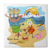 Keramik Tile Beach Sand Sun Crabs Rainbow Fliese (Vorderseite)
