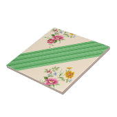 Keramik Tile Beige Grünstreifen Fliese (Seite)