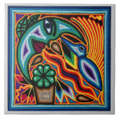 Keramik Tile - Bird & Moon Fliese (Vorderseite)