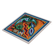 Keramik Tile - Bird & Moon Fliese (Seite)