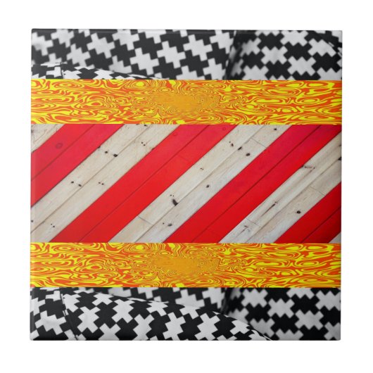 Keramik Tile Black Red Yellow Fliese (Vorderseite)