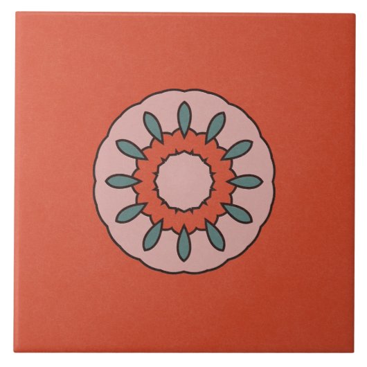 Keramik Tile- Blau und Rosa Kaleidoskop Blume Fliese (Vorderseite)