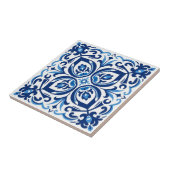 Keramik Tile - Blau/Weiß Azulejo Floral Fliese (Seite)