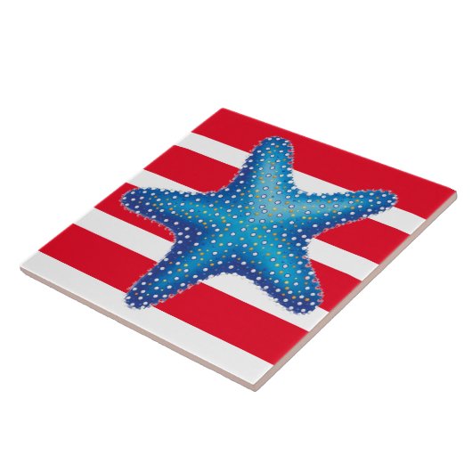 Keramik Tile - Blauer Starfish Fliese (Seite)