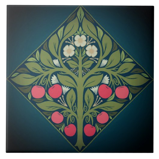 Keramik Tile - Blühender Obstbaum Fliese (Vorderseite)