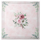 Keramik Tile Blume Rosa und Grau Fliese (Vorderseite)