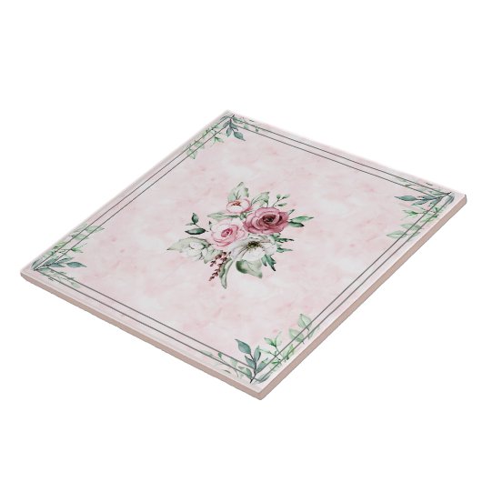 Keramik Tile Blume Rosa und Grau Fliese (Seite)