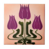 Keramik Tile - Blumengarten Jugendstil Rosa/Lila Fliese (Vorderseite)
