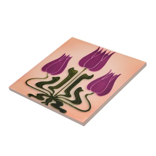 Keramik Tile - Blumengarten Jugendstil Rosa/Lila Fliese (Seite)