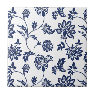 Keramik Tile - Blumenmuster in Blau und Weiß Fliese