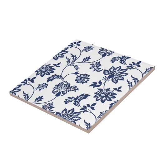 Keramik Tile - Blumenmuster in Blau und Weiß Fliese (Seite)