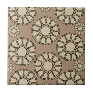 Keramik Tile Brown Beige Rundmuster Fliese