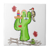 Keramik Tile Cactus Bird Fliese (Vorderseite)
