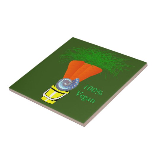 Keramik Tile Carrots, 100% Vegan grün Fliese (Seite)