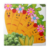 Keramik Tile Carrots Erbsen Vegan Fliese (Vorderseite)