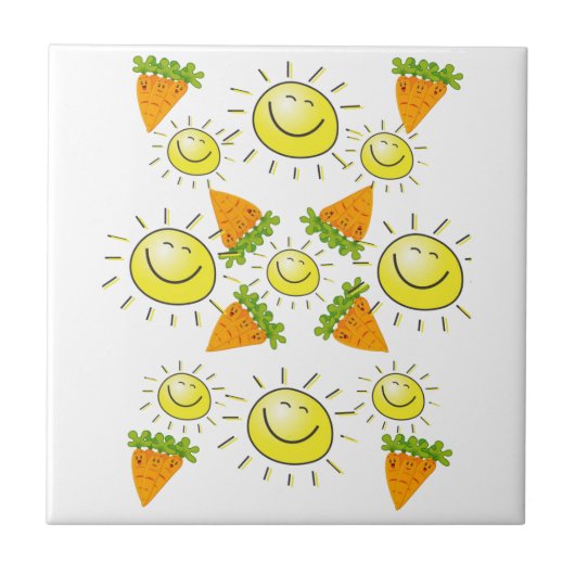 Keramik Tile Carrots Sun Fliese (Vorderseite)
