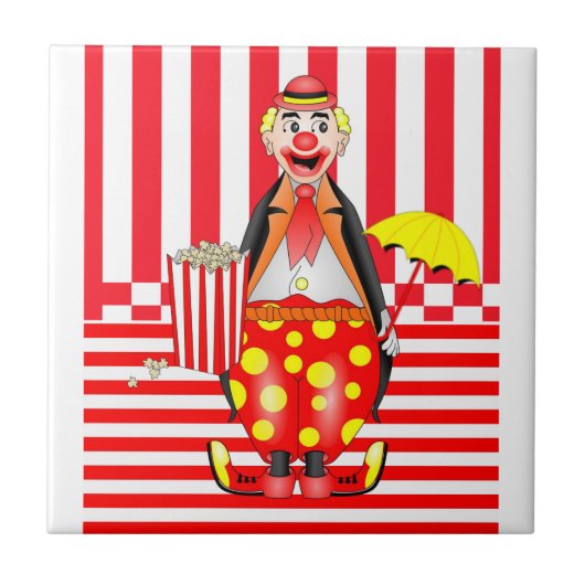 Keramik Tile Clown Red Strip Fliese (Vorderseite)