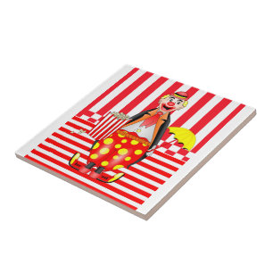 Keramik Tile Clown Roter Streifen Fliese