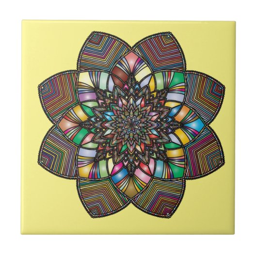 Keramik Tile Colorful Mandala Fliese (Vorderseite)