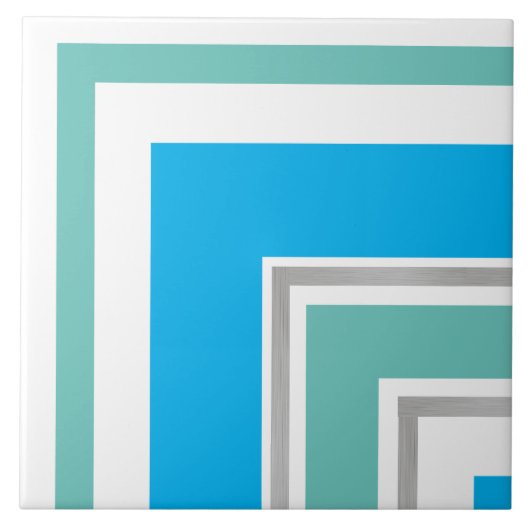 Keramik Tile - Coole blaue Silver Split Corner Fliese (Vorderseite)