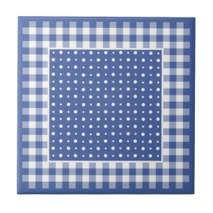 Keramik Tile, Dark Blue Polka Docks und Karo Fliese
