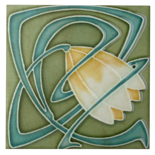 Keramik Tile - Decorative Tulip Jugendstil Vintag Fliese (Vorderseite)