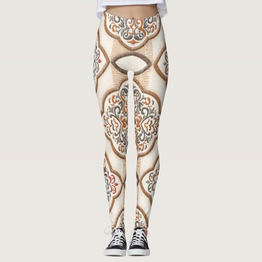 Keramik Tile: Dekoration der Kunstmauer Leggings (Vorderseite)