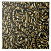 Keramik Tile - Drama in Schwarz und Gold Fliese (Vorderseite)