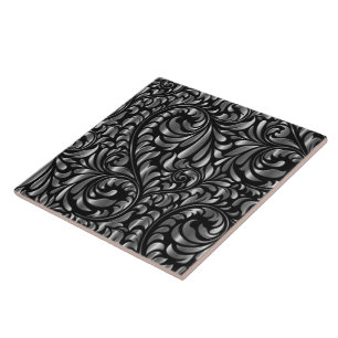Keramik Tile - Drama in Schwarz und Silber Fliese