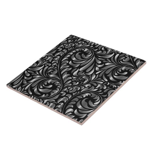 Keramik Tile - Drama in Schwarz und Silber Fliese (Seite)