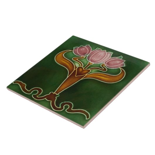 Keramik Tile - Drei rosa Tulpen Fliese (Seite)