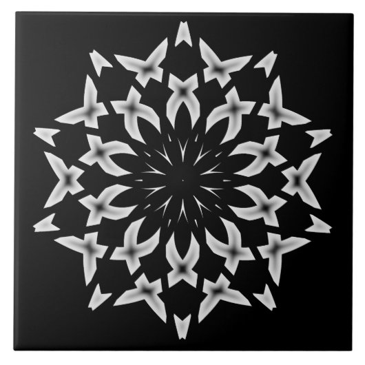 Keramik Tile, ein elegantes Schwarz-Weiß-Design Fliese (Vorderseite)