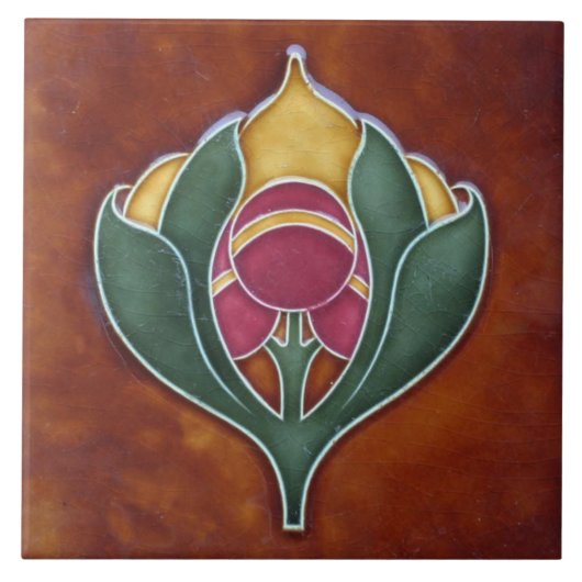 Keramik Tile - Einzigartiges Vintages Blumenmuseum Fliese (Vorderseite)