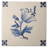 Keramik Tile - Elfenbein & Blauer Blumenstrauß Fliese (Vorderseite)