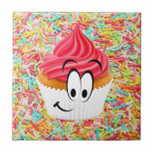 Keramik Tile Erdbeere Cupcake Sprinkles Fliese (Vorderseite)