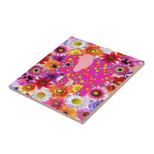 Keramik Tile Floral Elephant Fliese (Seite)