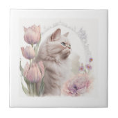 Keramik Tile Floral Kitten White Fliese (Vorderseite)